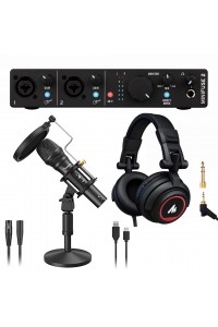 Arturia Cardioid Broadcast Microphone With USB Audio Interface And Over-Ear Studio Headphones Bundle
